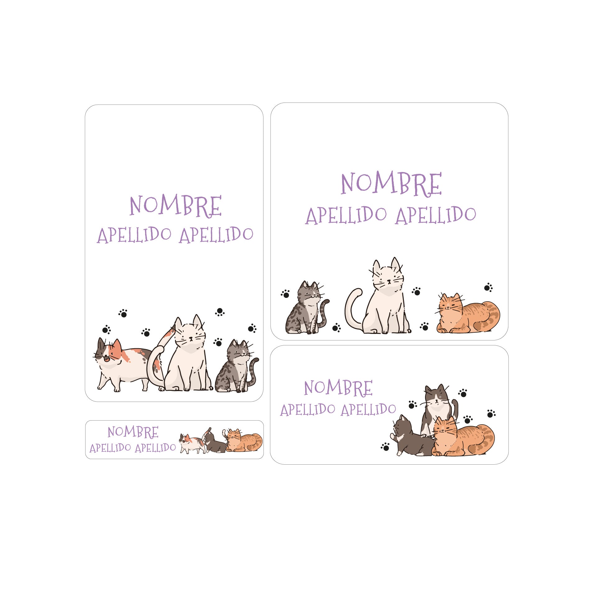 etiquetas escolares, gatitos, garos, kitties